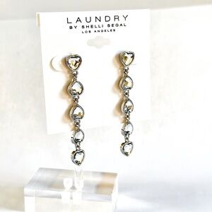 LAUNDRY by Shelli Segal Silver Heart Drop Earrings | NWT